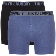 Image of Tokyo Laundry Men's Eversholt 2 Pack Boxers - Cornflower Blue/Black - XXL - Blue/Black