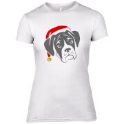 Boxer Dog With Santa Hat Womens T Shirt Uk 10 the christmas collection kopen in de aanbieding