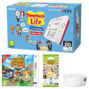Nintendo 2DS White/Red + Tomodachi Life + Animal Crossing: New Leaf + NFC Reader/Writer Pack
