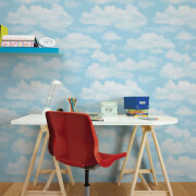 Fresco Cloud Nine Sky Print Clouds Blue Wallpaper