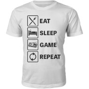 Eat Sleep Game Repeat Slogan T Shirt White Xl the slogan collection kopen in de aanbieding Eat Sleep Game Repeat Slogan T Shirt White Xl the slogan collection kopen in de aanbieding