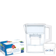 Aqua Optima 2.1L White Compact Water Filter Jug with 3 x 30 Day Evolve Filter Cartridges (3 Month Bundle)