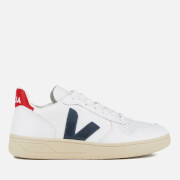 Image of Veja Men's V-10 Leather Trainers - Extra White/Nautico/Pekin - UK 7