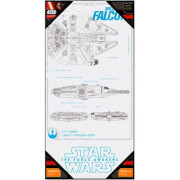 Image of Star Wars Episode VII Glass Poster - Millennium Falcon (50 x 25cm)