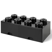 Brique de rangement LEGO® 8 Tenons 2 Tiroirs - Noir
