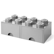 Brique de rangement LEGO® 8 Tenons 2 Tiroirs - Gris Moyens