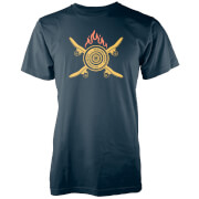T-Shirt Homme Skateboard et Flammes - Bleu Marine - S - Navy