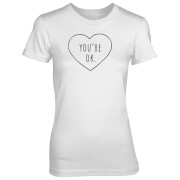 Youre Ok Love Heart Womens White T Shirt Xl the friends collection kopen in de aanbieding