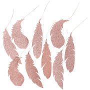 Broste Copenhagen Feather Christmas Decorations Rose Gold Set Of 9