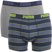 Puma Mens 2 Pack Rugby Stripe Boxers Bluelime S Bluegreen puma kopen in de aanbieding