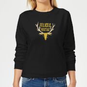 Pull de Noël Femme Felices Fiestas Reindeer - Noir - S - Noir