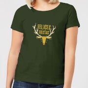 Felices Fiestas Reindeer Women's T-Shirt - Forest Green - S - Forest Green