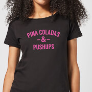 Pina Coladas And Pushups Womens T Shirt Black Xs fitness and loungewear kopen in de aanbieding