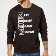 Eat Sleep Game Repeat Sweatshirt Black M mens slogan collection kopen in de aanbieding