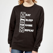 Eat Sleep Game Repeat Womens Sweatshirt Black M mens slogan collection kopen in de aanbieding