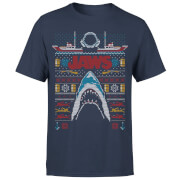 Universal Jaws Fairisle Mens Christmas T Shirt Navy L universal kopen in de aanbieding