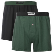 Levi's Men's Long Jersey 2 Pack Boxers - Dark Green - S - Green/Black