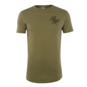 Beck Hersey Mens Embroidered Classic Logo T Shirt Khaki S Green beck hersey kopen in de aanbieding