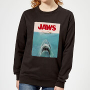 Image of Jaws Classic Poster Women's Sweatshirt - Black - S - Black