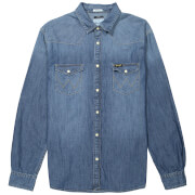 Wrangler Mens Western Denim Shirt Mid Indigo S Blue wrangler kopen in de aanbieding Wrangler Mens Western Denim Shirt Mid Indigo S Blue wrangler kopen in de aanbieding