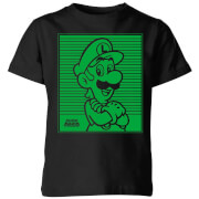 Nintendo Super Mario Luigi Retro Line Art Kids T Shirt Black 7 8 Years nintendo kopen in de aanbieding