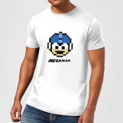 T-Shirt Homme Visage Pixelisé Mega Man - Blanc - XS - Blanc