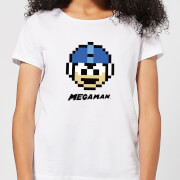 T-Shirt Femme Visage Pixelisé Mega Man - Blanc - S - Blanc