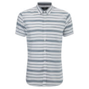 Threadbare Mens Mitts Short Sleeve Shirt Light Bluewhite Stripe M threadbare kopen in de aanbieding