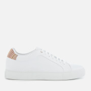 Image of Paul Smith Men's Basso Leather Cupsole Trainers - White/Multistripe Tab - UK 7 - White