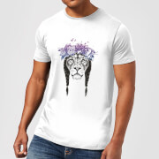 Image of Balazs Solti Lion And Flowers Men's T-Shirt - White - 4XL - White