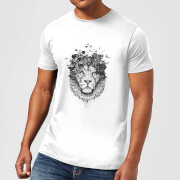 Image of Balazs Solti Lion And Flowers Men's T-Shirt - White - 3XL - White