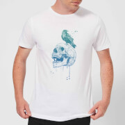 Image of Balazs Solti Skull And Crow Men's T-Shirt - White - 3XL - White