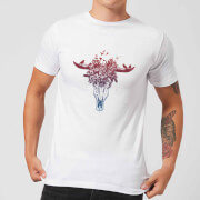 Image of Balazs Solti Skulls And Flowers Men's T-Shirt - White - 3XL - White