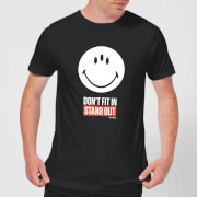 Image of Smiley World Slogan Don't Fit In, Stand Out Men's T-Shirt - Black - S - Black