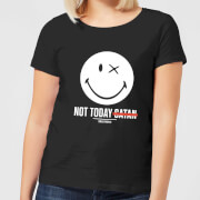 Image of Smiley World Slogan Not Today Satan Women's T-Shirt - Black - S - Black