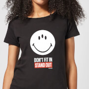 Image of Smiley World Slogan Don't Fit In, Stand Out Women's T-Shirt - Black - M - Black