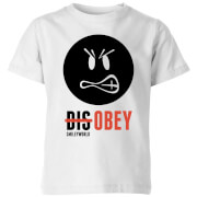 Image of Smiley World Slogan Disobey Kids' T-Shirt - White - 3-4 Years - White