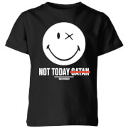 Image of Smiley World Slogan Not Today Satan Kids' T-Shirt - Black - 3-4 Years - Black