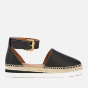 Image of See By Chloé Women's Glyn Leather Espadrille Flat Sandals - Black - EU /UK  - Black