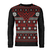Dc Zavvi Exclusive Wonder Woman Knitted Christmas Jumper Black S dc kopen in de aanbieding