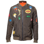 Difuzed Marvel Mens Patches Bomber Jacket Khaki L Green difuzed kopen in de aanbieding