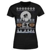 Image of E.T. the Extra-Terrestrial Christmas Women's T-Shirt - Black - S - Black