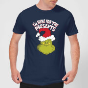 Image of The Grinch Im Here for The Presents Men's Christmas T-Shirt - Navy - S - Navy