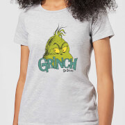 Dr Seuss The Grinch Face Womens Christmas T Shirt Grey 4Xl dr seuss kopen in de aanbieding