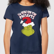 Image of The Grinch Im Here for The Presents Women's Christmas T-Shirt - Navy - S - Navy