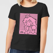 Nintendo Super Mario Princess Peach Retro Line Art Womens T Shirt Black Xl nintendo kopen in de aanbieding