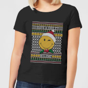 Image of Smiley World Have A Smiley Holiday Women's Christmas T-Shirt - Black - S - Black