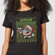 Dexter's Lab Pattern Women's Christmas T-Shirt - Black - XL - Noir