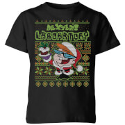 Dexter's Lab Pattern Kids' Christmas T-Shirt - Black - 3-4 ans - Noir