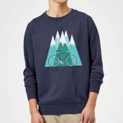 Broom Wagon Bike And Mountains Christmas Sweatshirt Navy M broom wagon kopen in de aanbieding